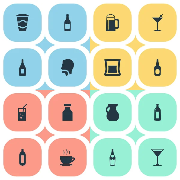 Conjunto de ilustração vetorial de ícones de água simples. Elementos jarro, Vodka, chá e outros Sinônimos Bar, Álcool e cerveja . — Vetor de Stock