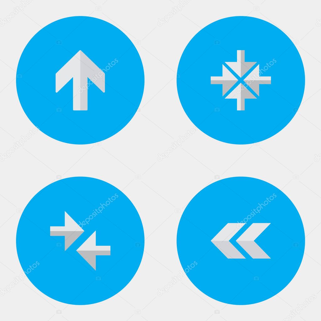Vector Illustration Set Of Simple Indicator Icons. Elements Upwards, Export, Inside And Other Synonyms Import, Arrow And Back.