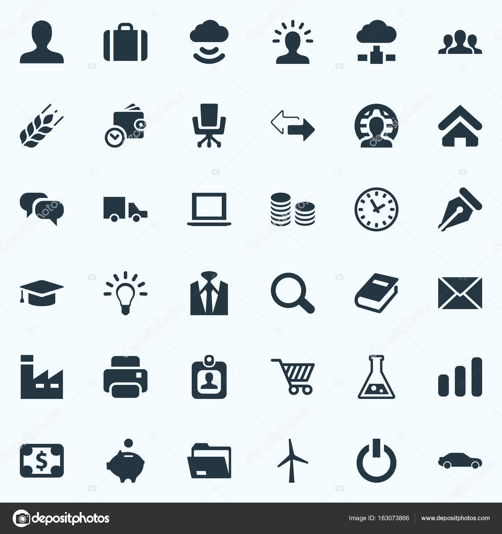Vector Illustration Set Of Simple Business Icons. Elements House