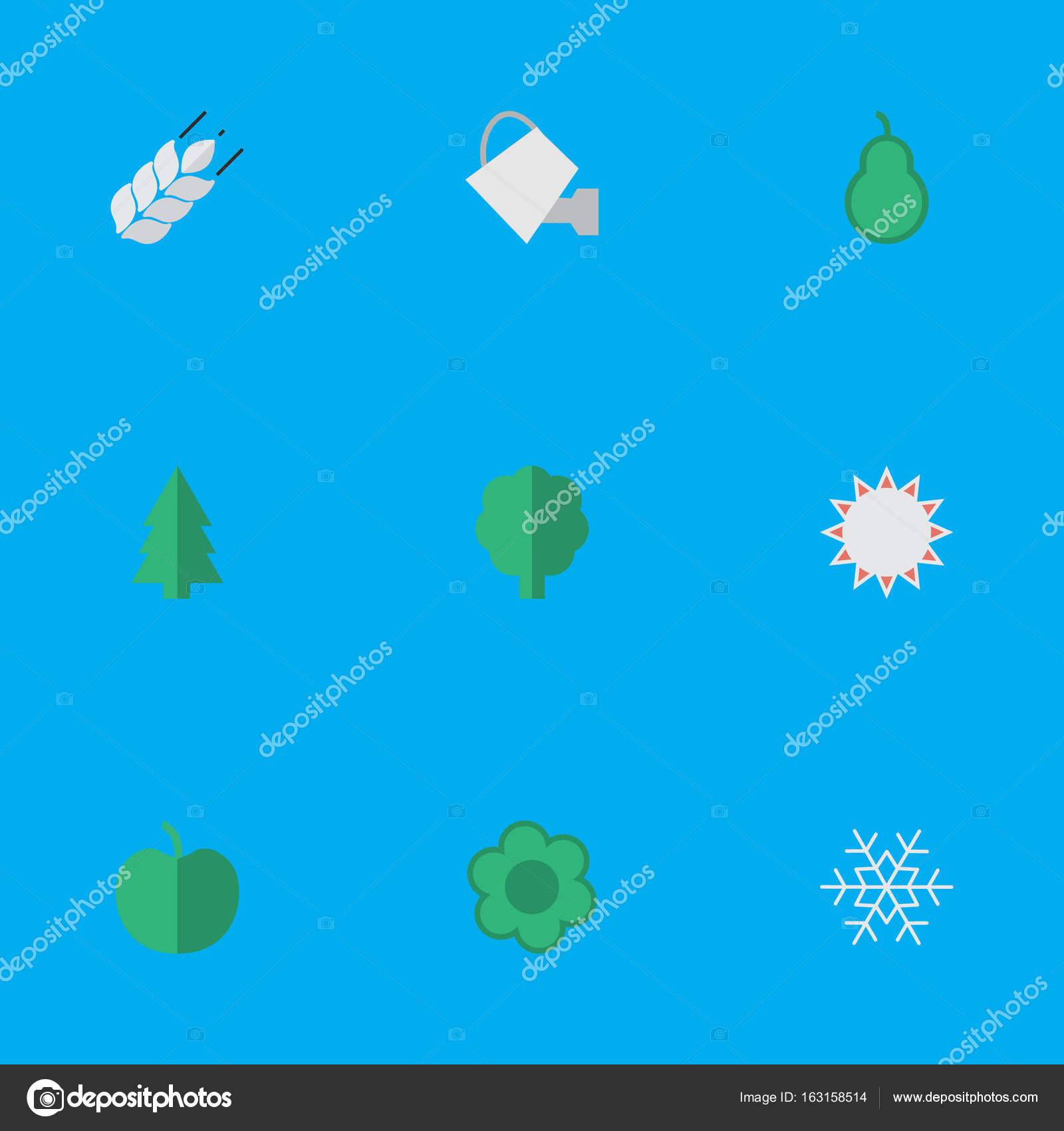 Vector Illustration Set Of Simple Garden Icons Elements Sunny