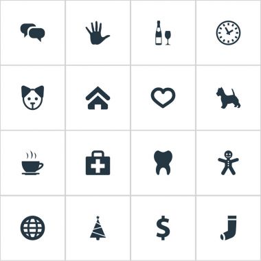 Vektör çizim basit ev simgeler kümesi. Öğeleri el, para, çorap eşanlamlıları zencefil, köpek yavrusu ve mesaj.