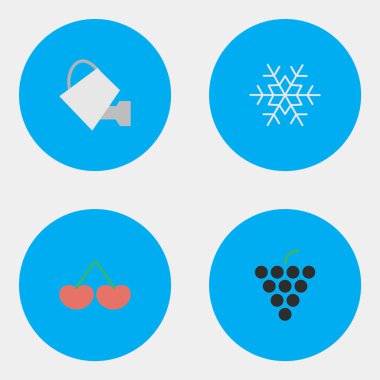 Vektör çizim basit Bahçe Bitkileri simgeler kümesi. Öğeleri Bauer, şarap, pul kar ve sulama, diğer eş dut ve olabilir.