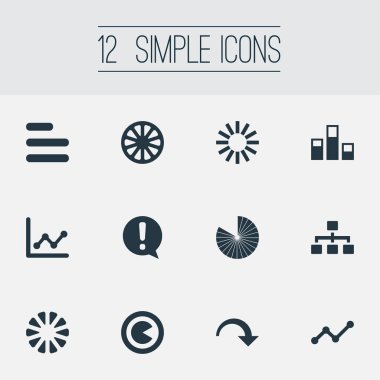 Vektör çizim basit grafik simgeler kümesi. Öğeleri düşüş, hiyerarşi, menü ve diğer eş anlamlı strateji, metin ve şablon.