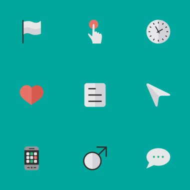 Vektör çizim basit bir menü simgeler kümesi. Öğeleri işaretçi, Smartphone, belge ve diğer eş anlamlı kırmızı mesaj ve ruh.