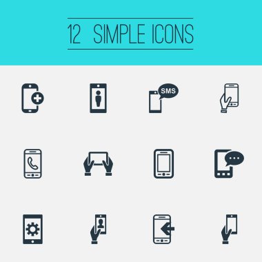 Vektör çizim basit hareket eden simgeler kümesi. Öğeleri onarım, hızlı arama, ara ve diğer eş kaydedin, Sms ve sohbet.
