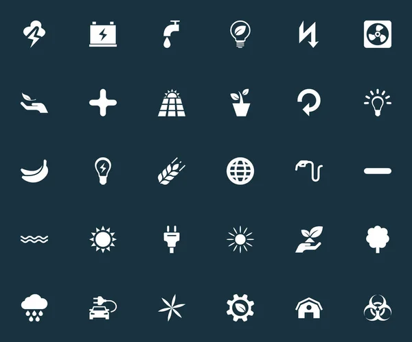 Векторный набор простейших экологических икон. Elements Cloudburst, Supply, Houseplant and Other Synonyms Lightbulb, Cooler And Naval . — стоковый вектор