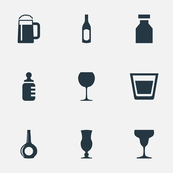 Vektor Illustration Set von einfachen Wasser-Symbolen. Elemente Becher, Flasche, Antibiotikum und andere Synonyme Behälter, Alkohol und Cocktail. — Stockvektor