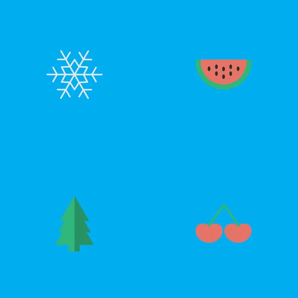 Vector Illustration Set of Simple Horticulture Icons. Elementos Melón, Baya, Árbol y Otros Sinónimos Fruta, Melón y Sandía . — Archivo Imágenes Vectoriales