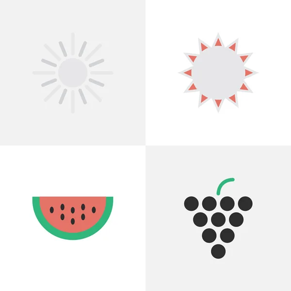 Vektorové ilustrace sada ikon jednoduché Garden. Prvky víno, slunce, meloun a další synonyma meloun, slunečno a víno. — Stockový vektor