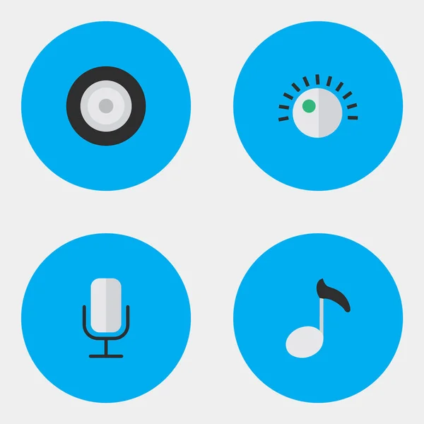 シンプルなアイコンのベクター イラスト セット。要素のスピーカー、メモ、レコード、他の類義語の記録は、署名し、音. — ストックベクタ