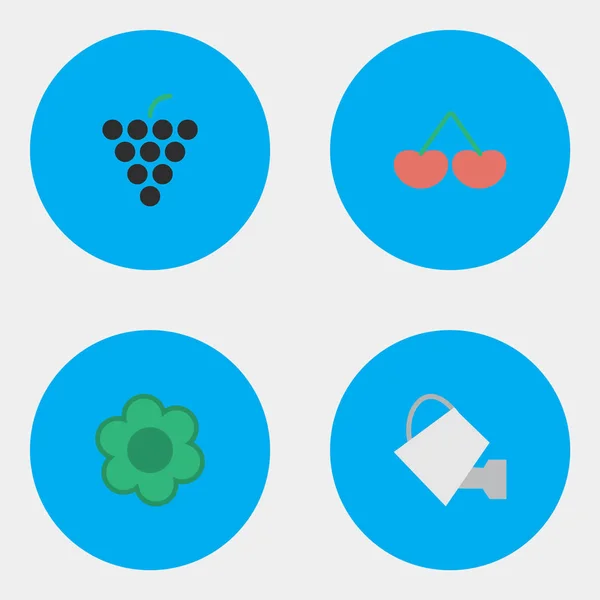 Illustration vectorielle Ensemble d'icônes simples d'horticulture. Éléments Vin, baies, fleurs et autres synonymes Plantes, fleurs et fruits . — Image vectorielle