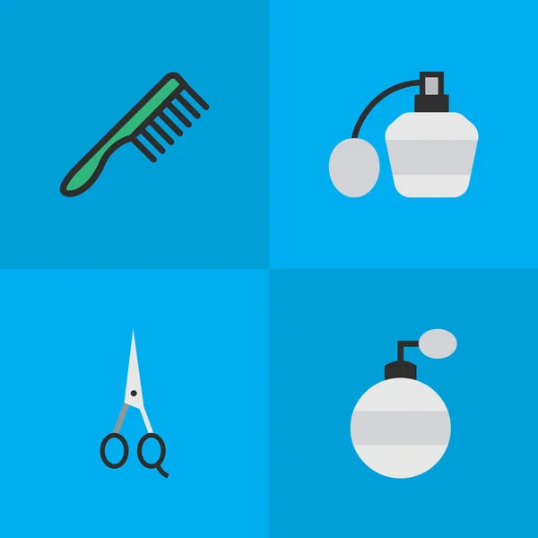 Vector Illustration Set Of Simple Hairdresser Icons (dalam bahasa Inggris). Elemen Sisir, Gunting, Parfum Dan Sinonim lainnya Gunting, Sisir Dan Sisir . - Stok Vektor