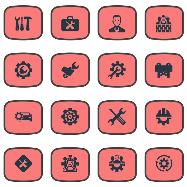 Vektör çizim basit tamir simgeler kümesi. Öğeleri alet çantası, işçi, dişli ve diğer eş anlamlı yenileme, Oluşturucusu ve çekiç.