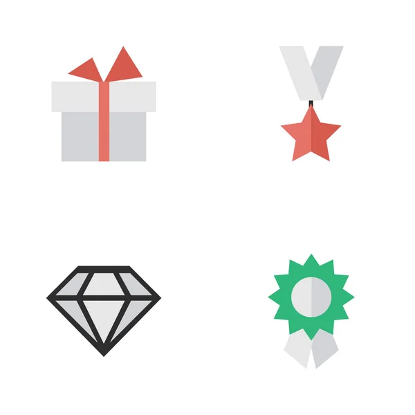 Vector Illustration Set of Simple Champion Icons (en inglés). Elementos Recompensa, Presente, Trofeo y Otros Sinónimos Recompensa, Brillante y Preciosa . — Vector de stock