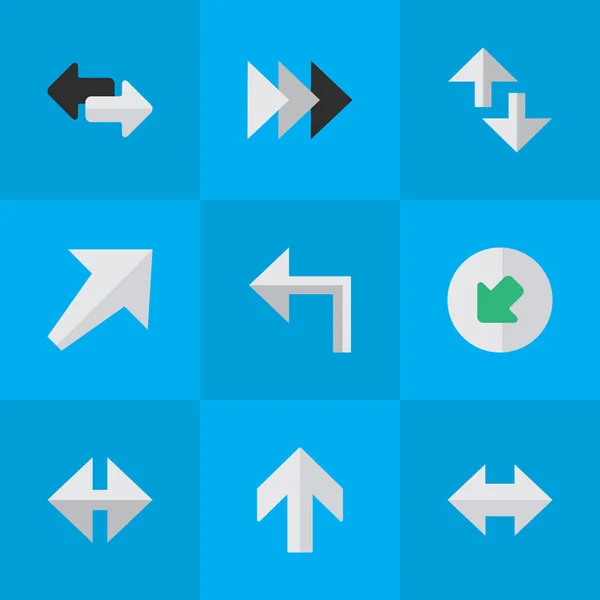 Illustrazione vettoriale Set di icone indicatore semplice. Elementi verso sud-ovest, orientamento, cursore e altri sinonimi verso nord-ovest, importazione e avanti . — Vettoriale Stock