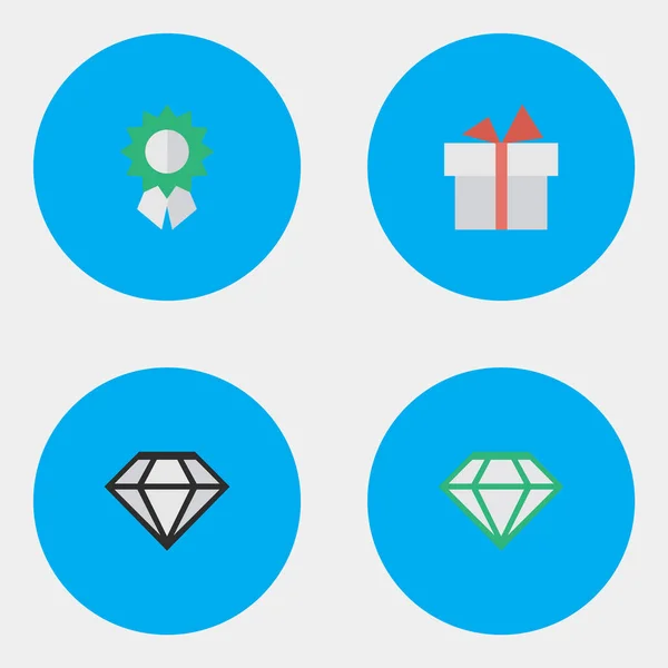 Vector Illustration Set of Simple Champion Icons (en inglés). Elementos Gema, Recompensa, Diamante y Otros Sinónimos Precioso, Medalla y Brillante . — Vector de stock