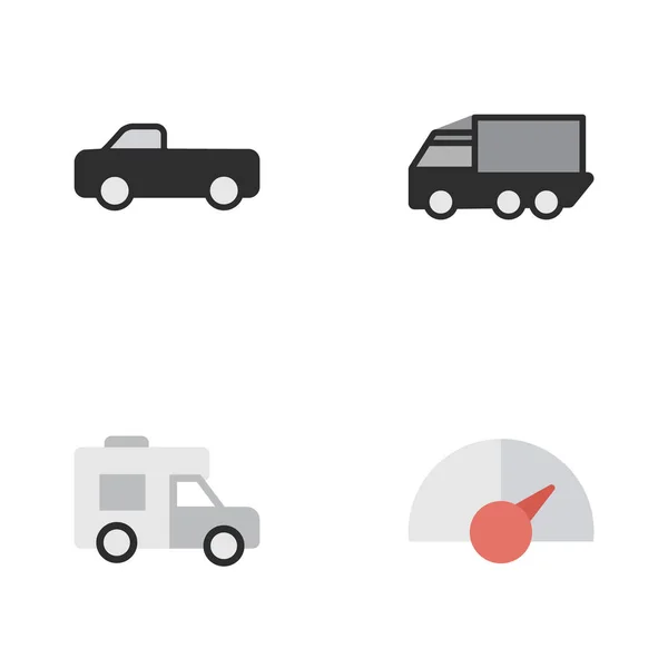 Vector Illustration Set of Simple Traffic Icons (en inglés). Camión de los elementos, velocidad, camión y otros sinónimos contador, SUV y vista . — Vector de stock