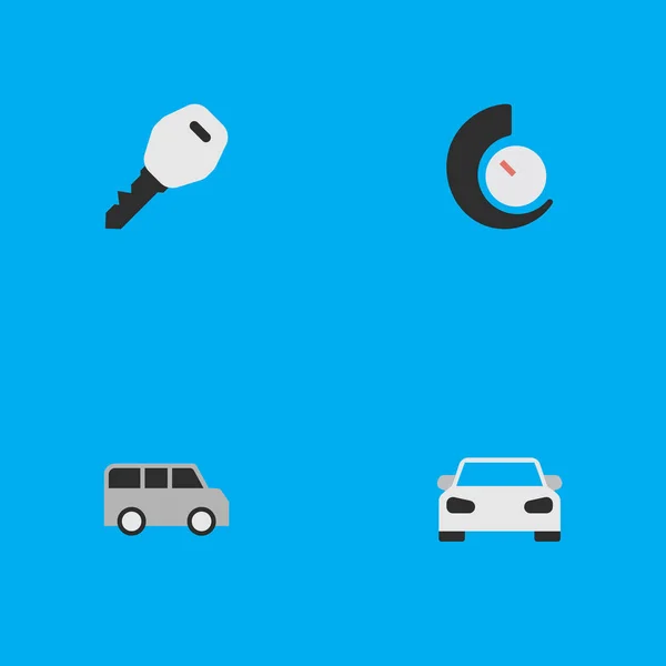 Vektör çizim basit trafik simgeler kümesi. Öğeleri aç, spor, minibüs ve diğer eş anlamlı Chronometre, minibüs ve kilit. — Stok Vektör