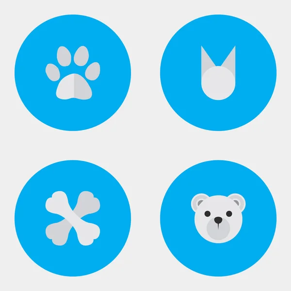Vector Illustration Set of Simple Zoo Icons. Elementos Panda, Pie, Esqueleto Sinónimos Pata, Animales y Esqueleto . — Archivo Imágenes Vectoriales