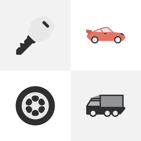 Illustrazione vettoriale Set di icone di trasporto semplice. Elementi Camion, Ruota, Aperto e altri Sinonimi Camion, Vista e Ruota . — Vettoriale Stock