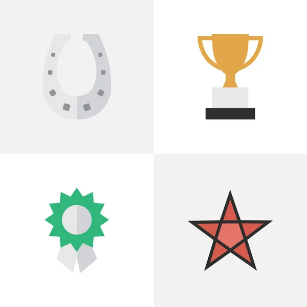 Vector Illustration Set of Simple Reward Icons. Elementos Metal, Primero, Recompensa y Otros Sinónimos Medalla, Metal y Herradura . — Vector de stock