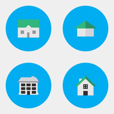 Vektör çizim basit gerçek simgeler kümesi. Öğeler mimarisi, ev, yapısı ve diğer eş anlamlı bina, ev ve ev.