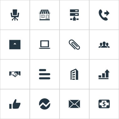 Vektör çizim basit ekip çalışması simgeler kümesi. Öğeleri büyüme, telefon, iyi ve diğer eş anlamlı teknoloji serbest ve pozisyon.