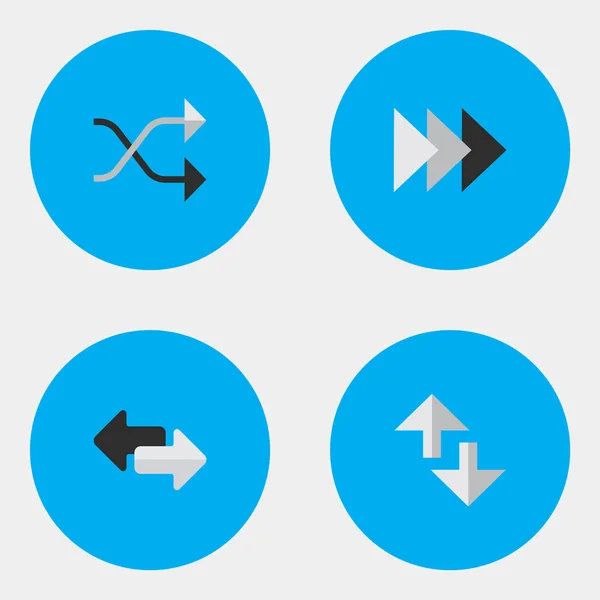 Ilustración vectorial Conjunto de Iconos de Flechas Simples. Importación de elementos, adelante, cursor y otros sinónimos por delante, adelante e importación . — Vector de stock