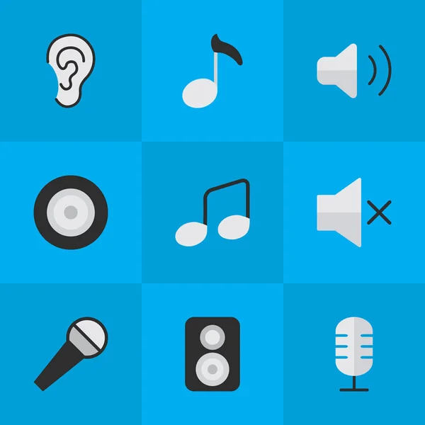 矢量图组的简单声音图标。元素迈克、 扬声器、 音乐符号和其他同义词控制标志和扬声器. — 图库矢量图片