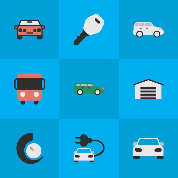 Conjunto de ilustración vectorial de iconos de envío simples. Elementos Abierto, Deporte, Autobús y otros sinónimos Bus, velocímetro y contador . — Vector de stock