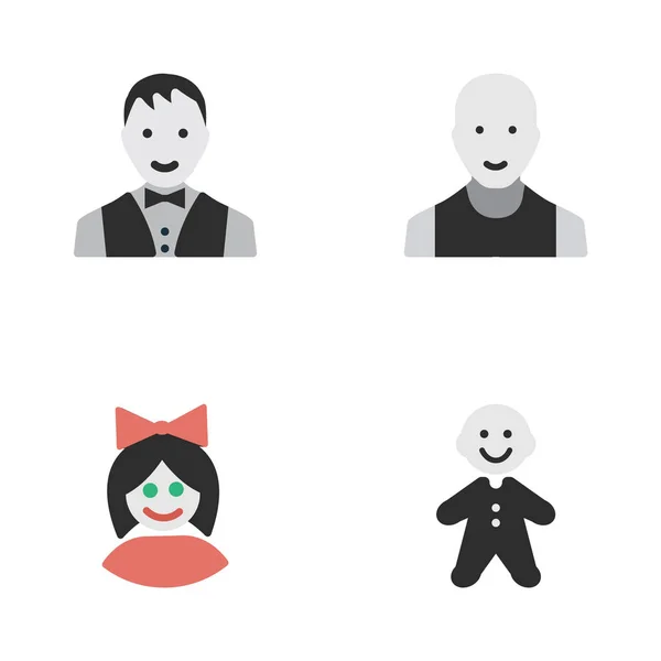 Vector Illustration Set of Simple Avatar Icons. Elementos Guy, Chica, Hombre Y Otros Sinónimos Guy, Hombre Y Hombre . — Vector de stock