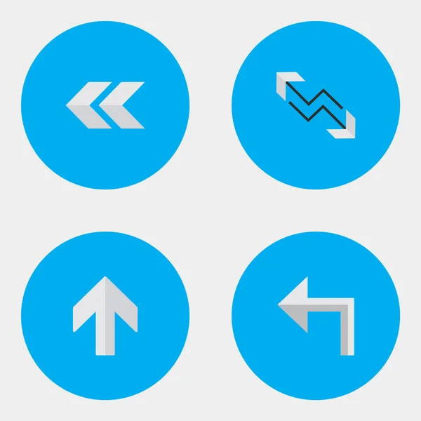 Ilustración vectorial Conjunto de Iconos de Flechas Simples. Elementos Flecha, orientación, hacia arriba y otros sinónimos hacia atrás, hacia atrás y bum . — Vector de stock