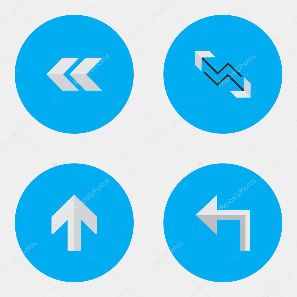 Vector Illustration Set Of Simple Arrows Icons. Elements Arrow, Orientation, Upwards And Other Synonyms Backward, Back And Boom.