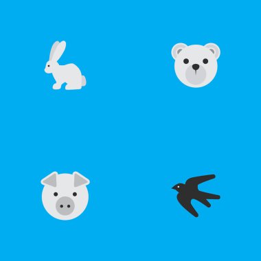 Vektör çizim basit hayvanlar simgeler kümesi. Öğeleri Panda, domuzcuk, serçe eş anlamlı domuz, Panda ve domuz.
