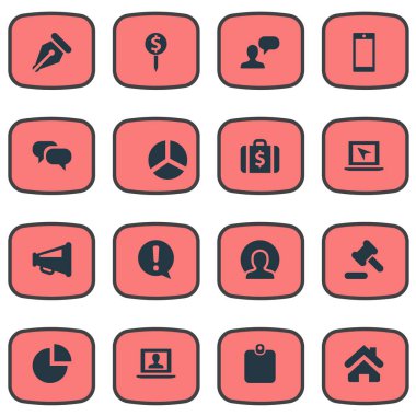 Vektör illüstrasyon iş basit simgeler kümesi. Öğeleri ev, imleç, kimlik doğrulaması ve diğer eş anlamlı pasta, toprak ve imleç.