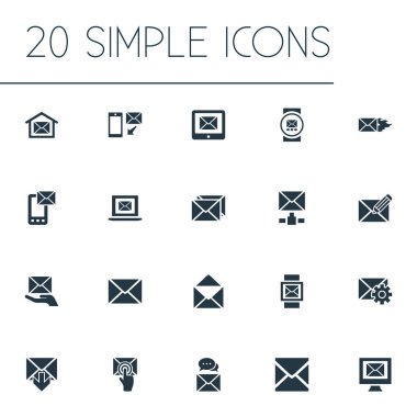 Vektör çizim basit iletişim simgeler kümesi. Öğeleri makyaj, mektup ve diğer eş oluşturmak, iletişim ve ayarlama.