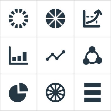 Vektör çizim basit grafik simgeler kümesi. Öğeleri ilerleme, satır Bar, desen ve diğer eş anlamlı döngüsü, pazarlama ve ilişkisi.