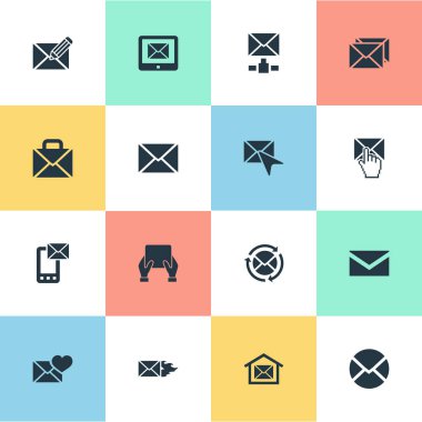 Vektör çizim basit bir mesaj simgeler kümesi. Öğeleri yazışma, yanık, haber ve diğer eş seçmek, posta kutusu ve sembolü.