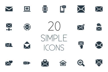 Vektör çizim basit bir mesaj simgeler kümesi. Öğeleri mektup, gelen kutusu, ürkütücü ve diğer eş anlamlı iletişim Valentine ve açık.