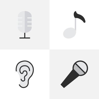 Vektör çizim basit simgeler kümesi. Öğeleri Mike, mikrofon, Not ve diğer eş olun, Mike ve mikrofon.