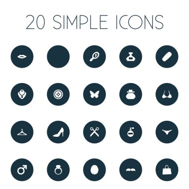 Vektör çizim basit güzellik simgeler kümesi. Öğeleri koku, Mars işareti, Brasserie ve diğer eş anlamlı koku kolu ve Royal.