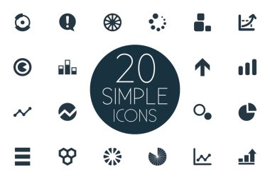 Vektör çizim basit şema simgeler kümesi. Öğeleri veri, birden çok, bileşen ve diğer eş anlamlı sözcükler birden fazla, grafik ve liste.