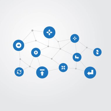 Vektör çizim basit imleç simgeler kümesi. Öğeleri büyütmek, sol, eğimli ve içindeki yetiştirme-düşüyor, iç ve diğer eş anlamlı.