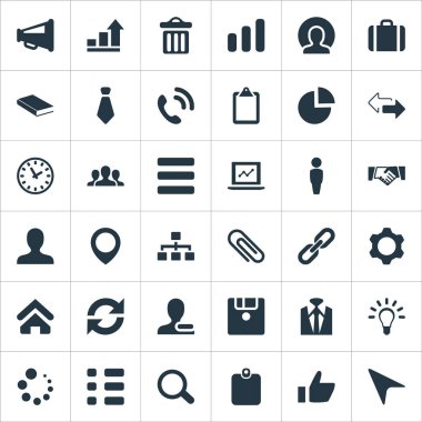 Vektör çizim basit etkileşim simgeler kümesi. Öğeleri hattı, yapısı, not defteri ve diğer eş anlamlı işaretçi denetim listesi ve başarı.