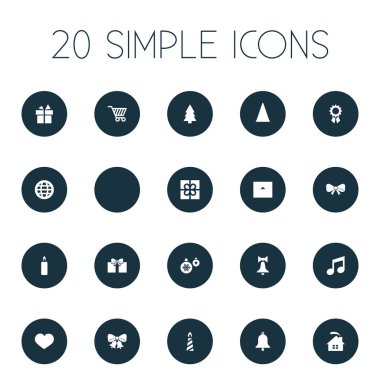 Vektör çizim basit yeni yıl simgeler kümesi. Öğeleri Chalet, kalp, çan ve diğer eş anlamlı olay Noel ve çiftlik evi.