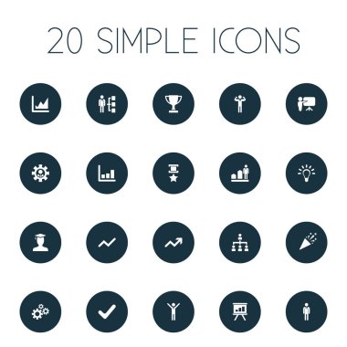 Vektör çizim basit kupa simgeler kümesi. Öğeleri büyüme, zafer, grafik ve diğer eşanlamlı mutlu, derecesi ve sütunlar.