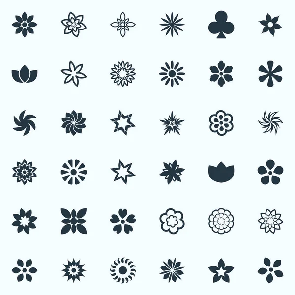 Ilustración vectorial Conjunto de iconos simples. Elementos Larkspur, Peonías, Gerberas y Otros Sinónimos Hibiscus, Rosa y Adorno . — Vector de stock