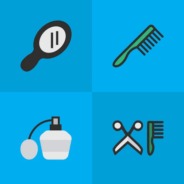 Vector Illustration Set Of Simple Shop Icons (dalam bahasa Inggris). Elemen Sisir, Kaca, Sisir Rambut Dan Sinonim lainnya Parfum, Sisir Rambut Dan Sisir . - Stok Vektor