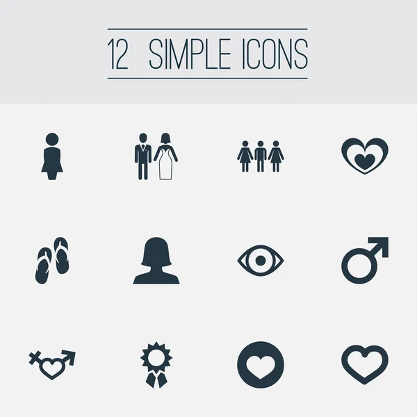 Vector Illustration Set Of Simple Lovers Icons. Elements Soul, Valentine, Eye And Other Synonyms Lady, Man And Reward. — Stock Vector