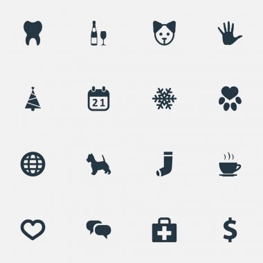 Vektör çizim basit damızlık simgeler kümesi. Öğeleri para, ileti, alkol ve diğer eş pençe, ruh ve Noel.